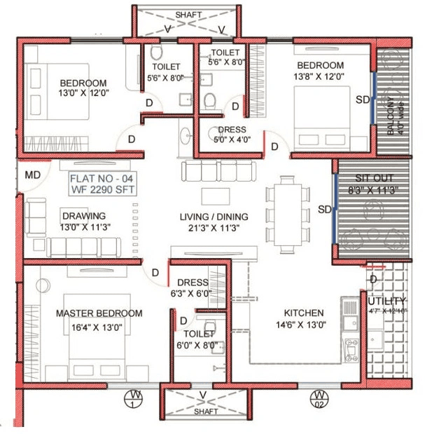 Unit plan - 1603 sq.ft.