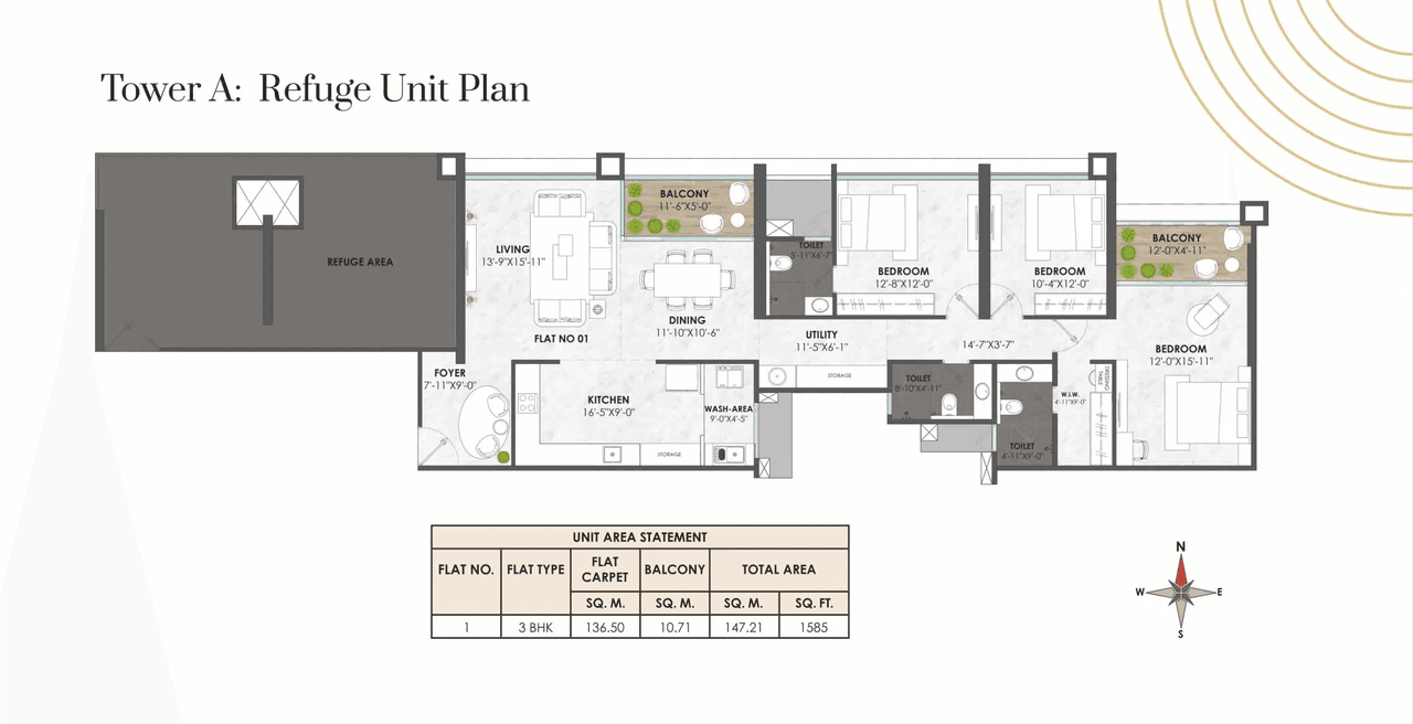 Jhamtani Ace Abundance Unit plan - 1585 sq.ft.