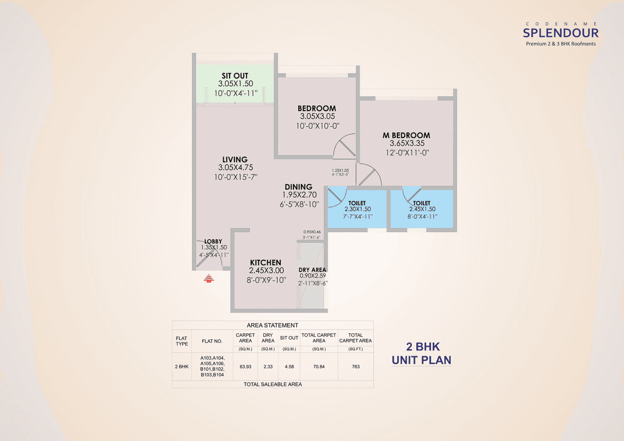 Unit plan - 763 sq.ft.