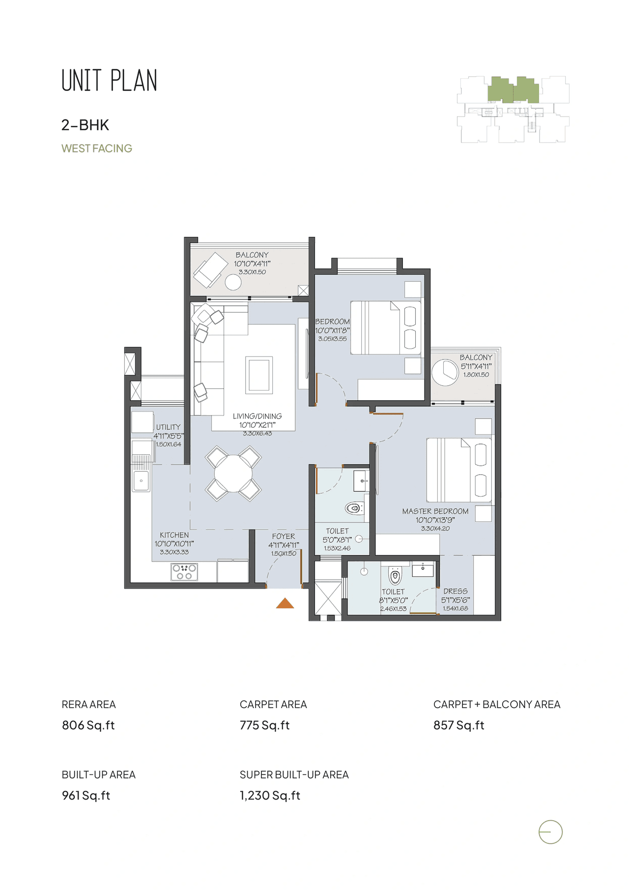 Modern Spaaces Neon Unit plan - 806 sq.ft.