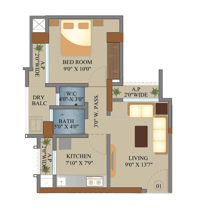 Unit plan - 390 sq.ft.