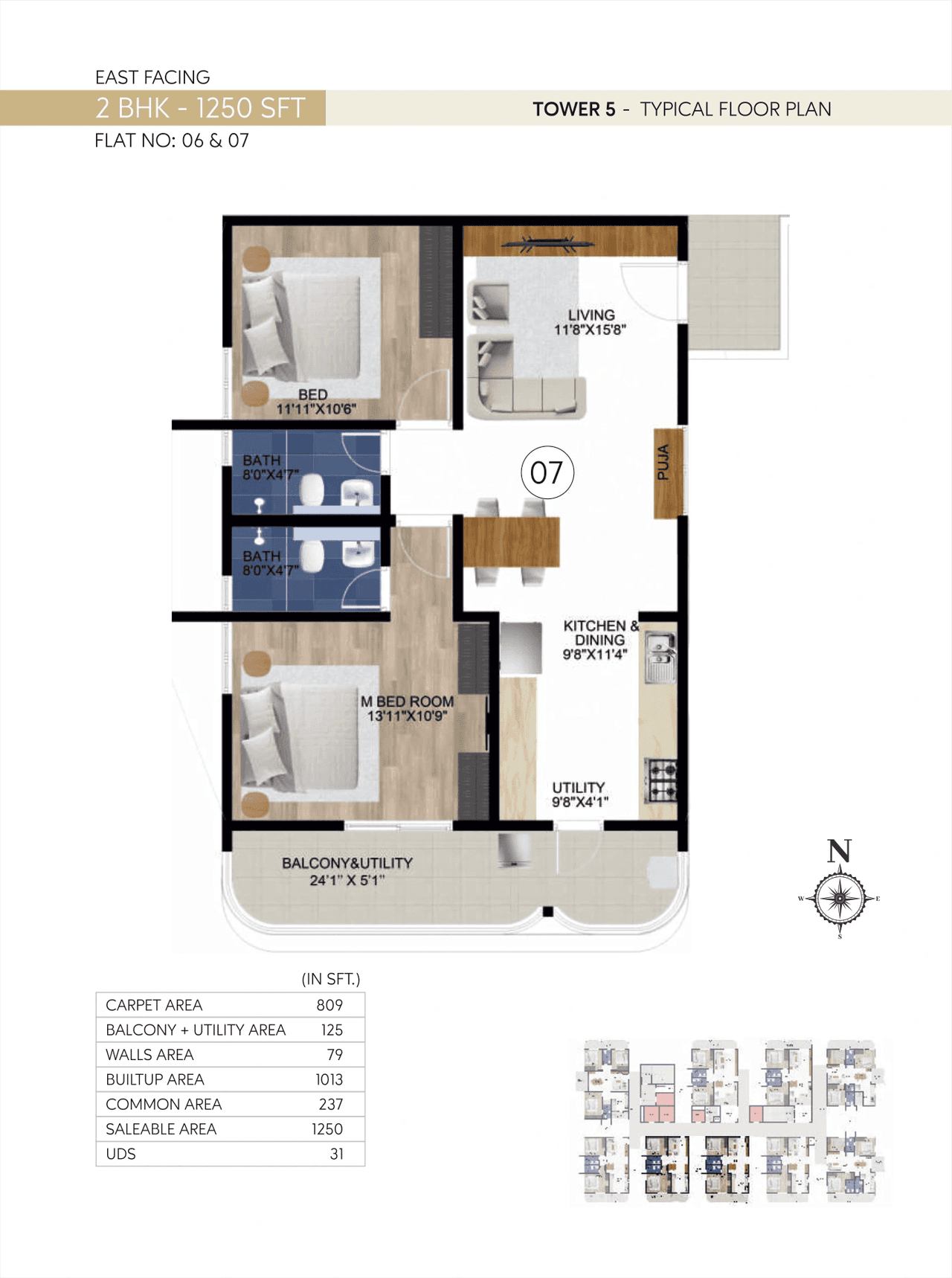 Unit plan - 809 sq.ft.