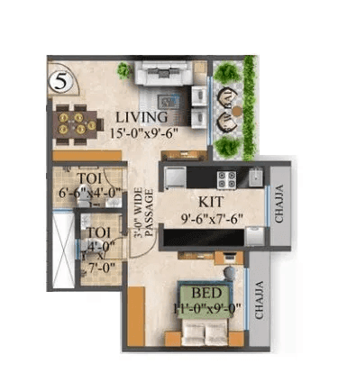 Balaji Arihant Tower Unit plan - 450 sq.ft.