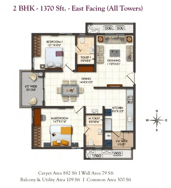 Unit plan - 986 sq.ft.