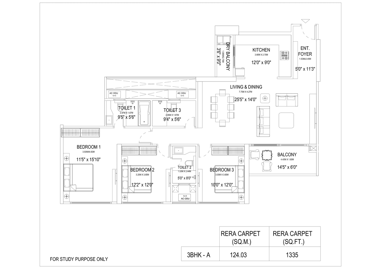 Unit plan - 1335 sq.ft.