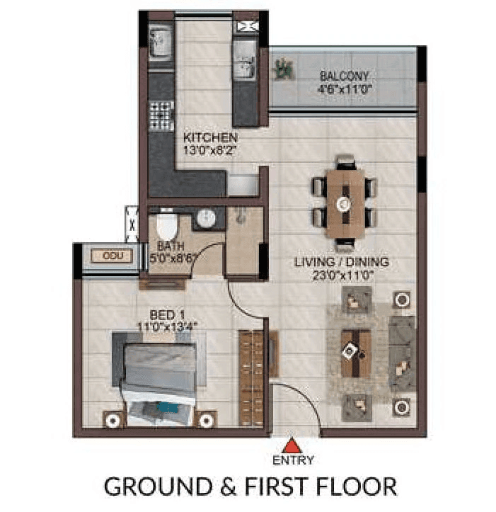 Unit plan - 582 sq.ft.