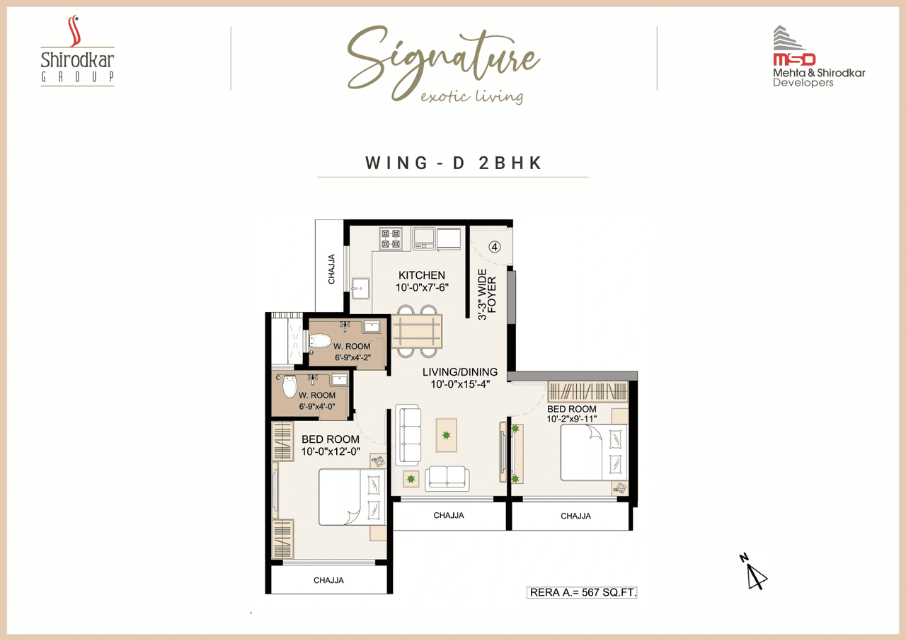 Unit plan - 567 sq.ft.