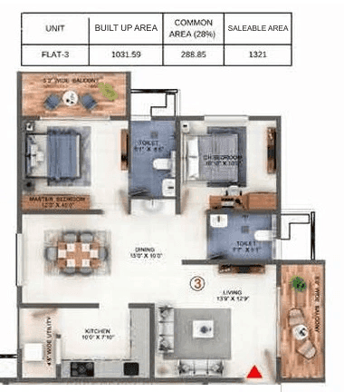 Candeur Lake Scape Unit plan - 1031 sq.ft.