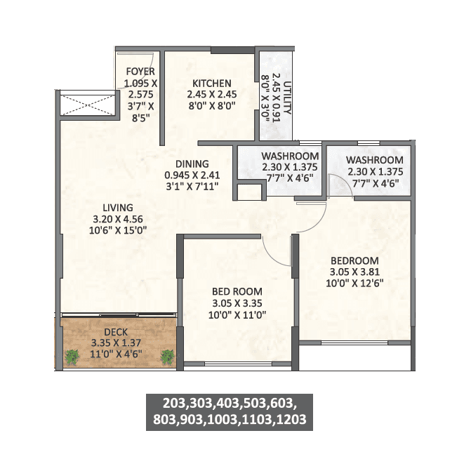 Esbee Azura Unit plan - 735 sq.ft.