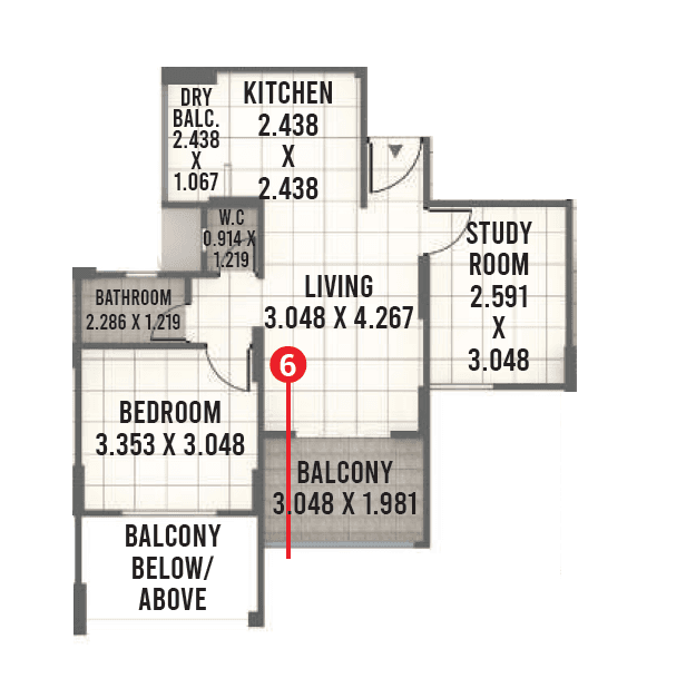 Unit plan - 583 sq.ft.