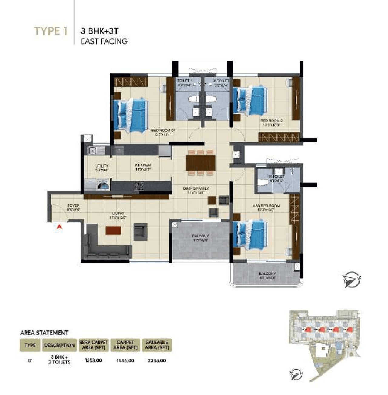 NCC Urban Lake Springs Unit plan - 1353 sq.ft.
