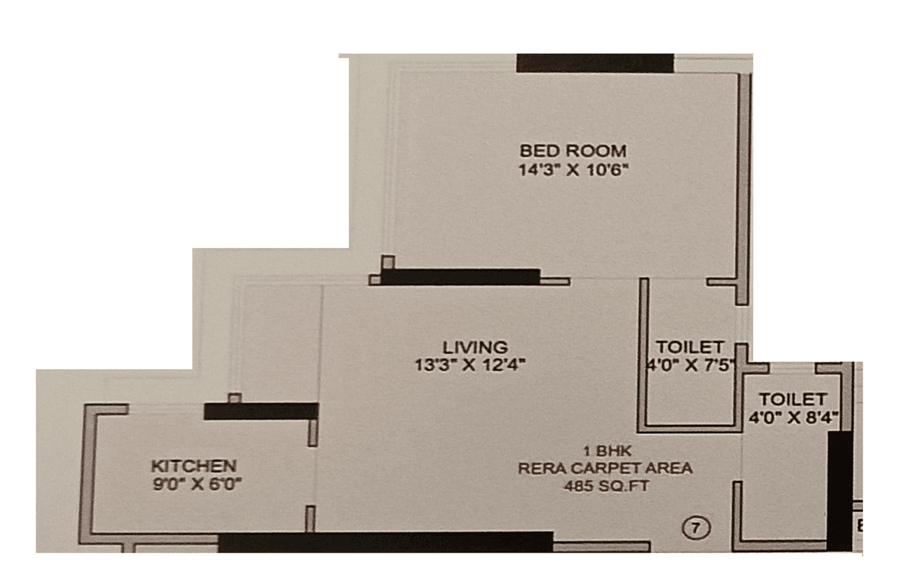 Nirvaana Emerald Unit plan - 485 sq.ft.
