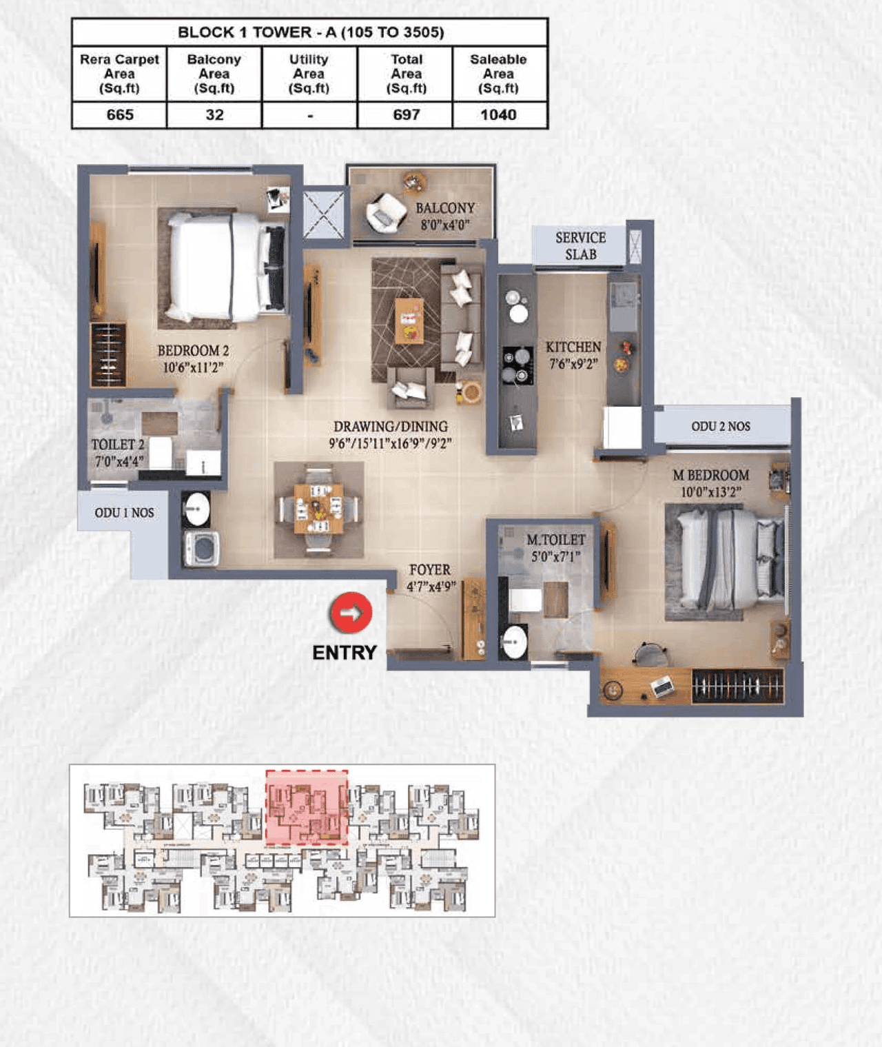 Unit plan - 665 sq.ft.