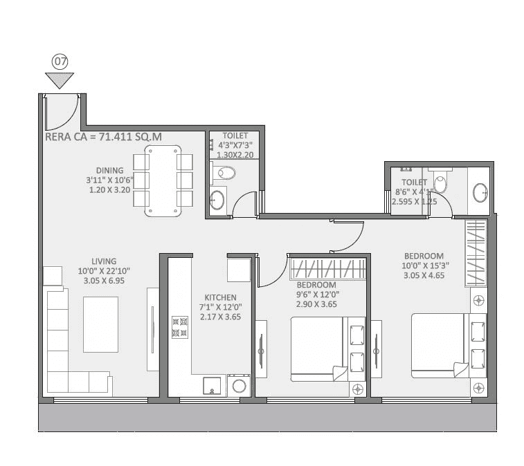 Maithili The Trellis Unit plan - 769 sq.ft.