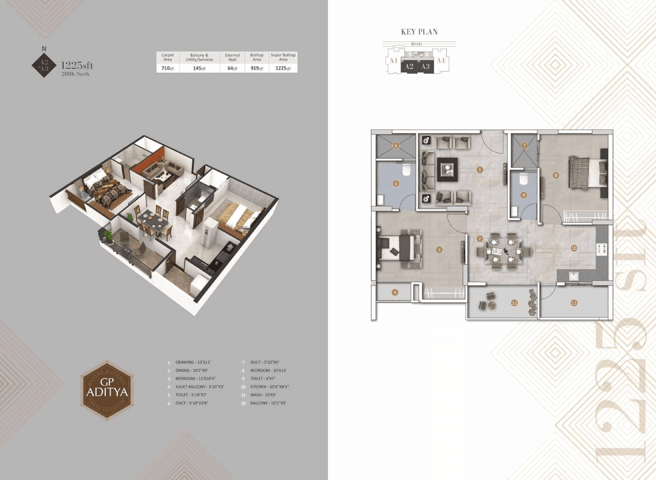 GP Aditya Unit plan - 710 sq.ft.
