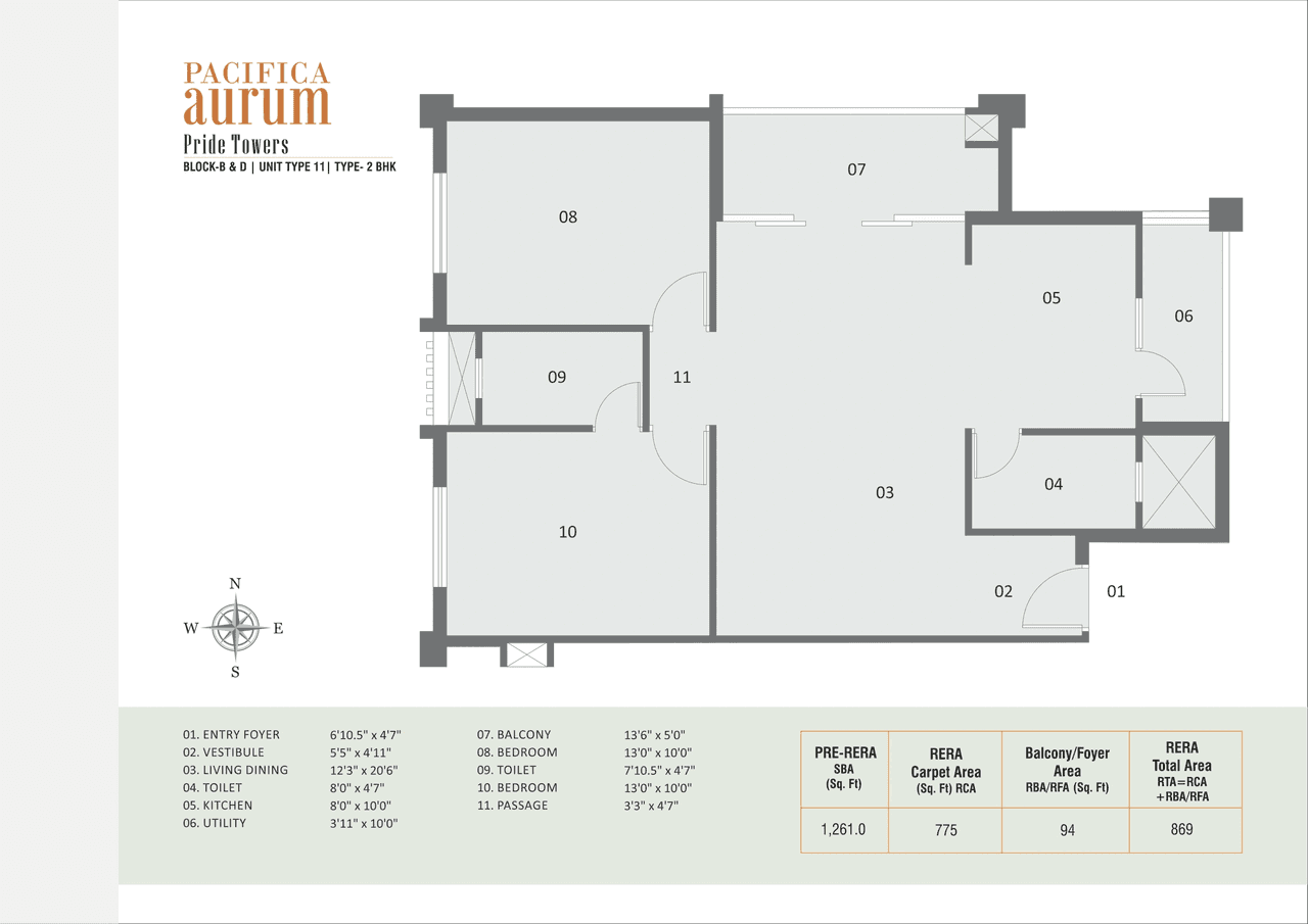 Unit plan - 869 sq.ft.