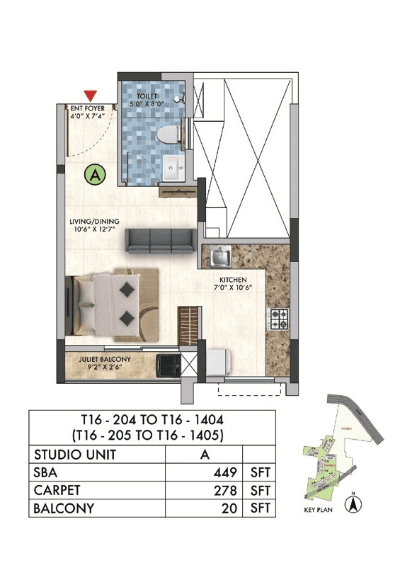 Sattva Park Cubix Unit plan - 278 sq.ft.
