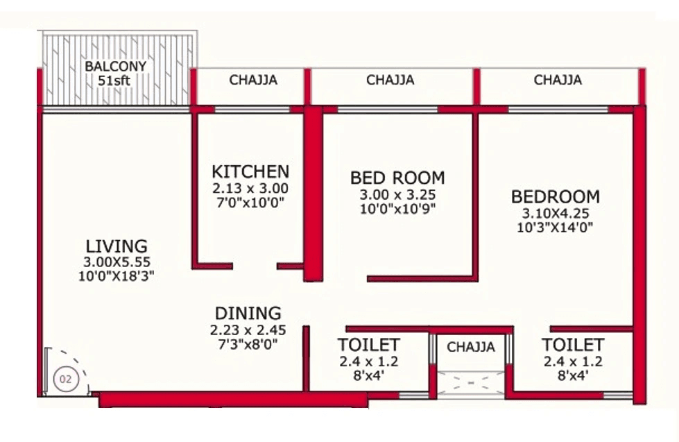 Unit plan - 683 sq.ft.