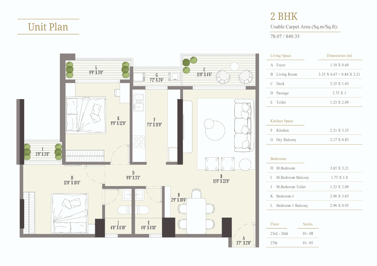 Unit plan - 840 sq.ft.
