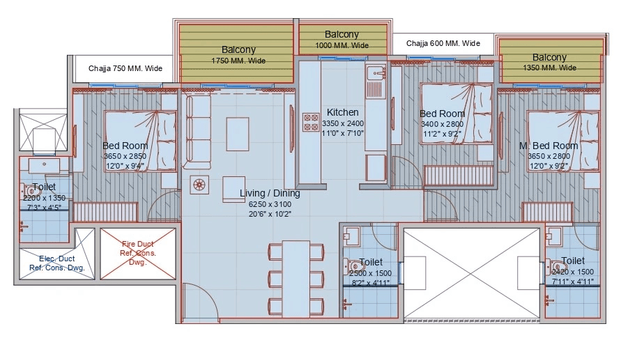 Unit plan - 929 sq.ft.