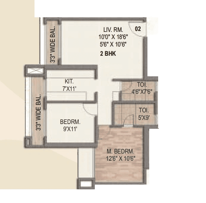 Sai World City Unit plan - 714 sq.ft.