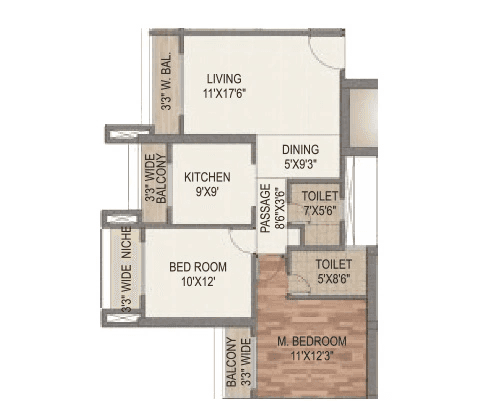 Sai World City Unit plan - 862 sq.ft.