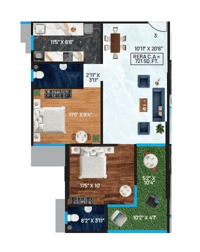 Unit plan - 721 sq.ft.