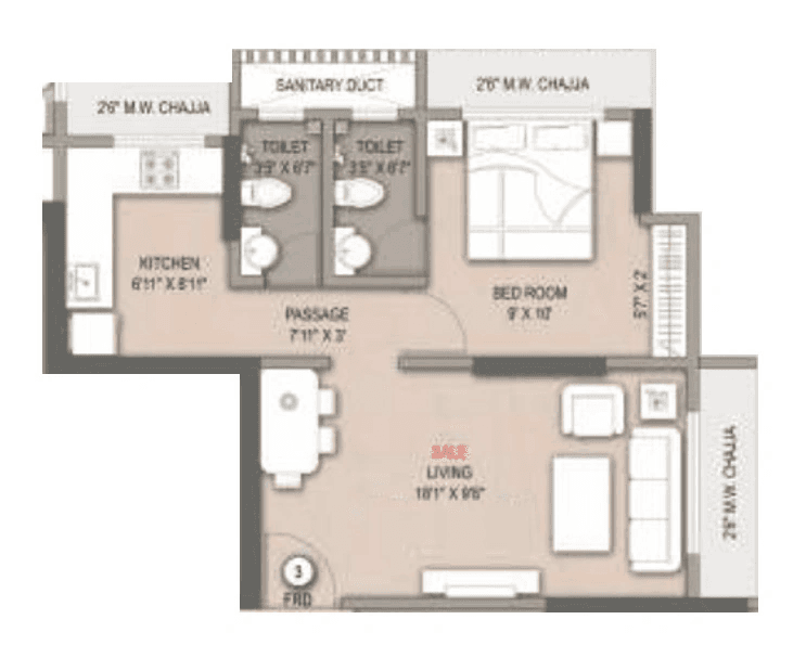 Vineet Sai Orion Unit plan - 401 sq.ft.