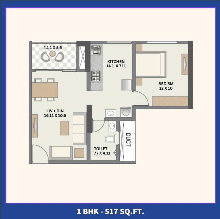 Paranjape Athashri Unit plan - 517 sq.ft.