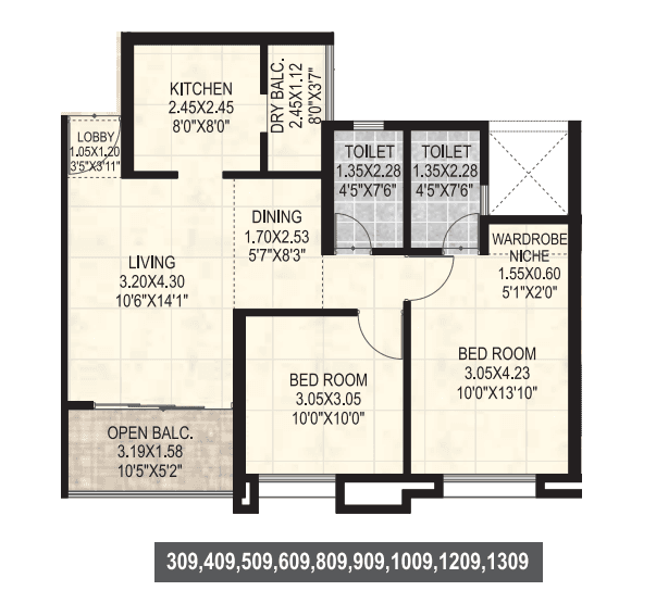Merlin Elementa Unit plan - 725 sq.ft.