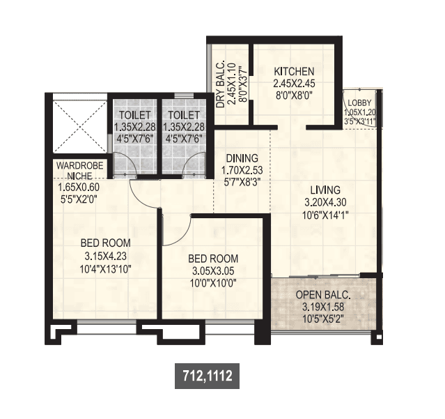 Merlin Elementa Unit plan - 731 sq.ft.