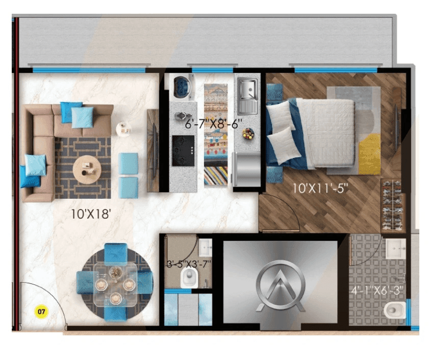 Unit plan - 424 sq.ft.
