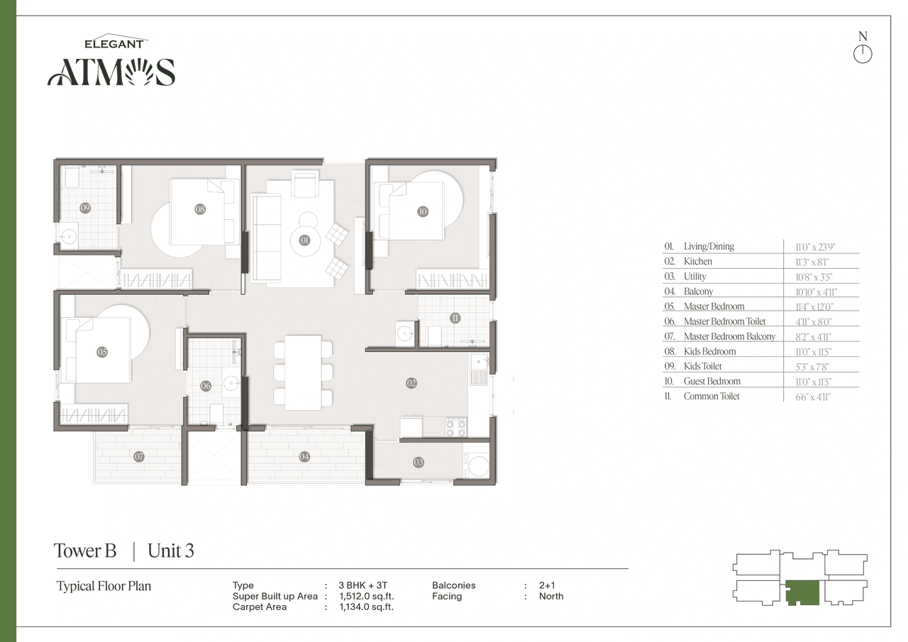Unit plan - 1134 sq.ft.