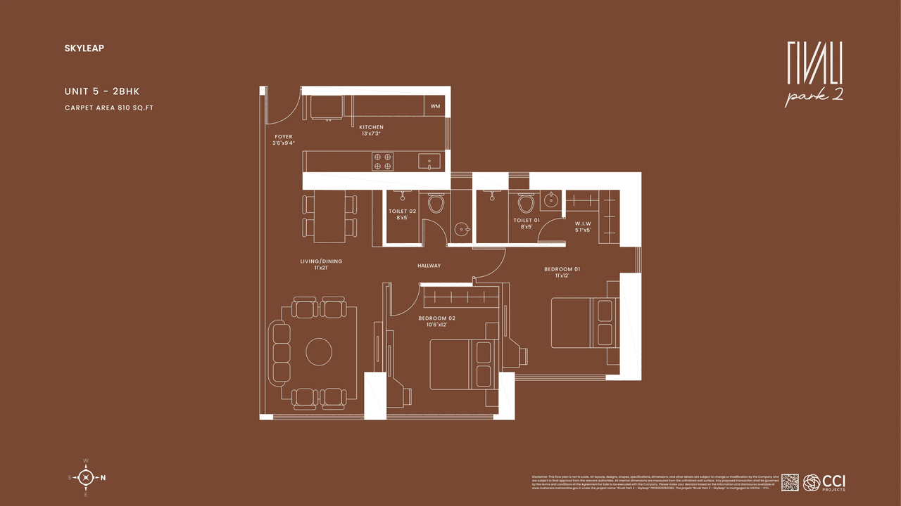 CCI Rivali Park Skyleap Unit plan - 810 sq.ft.