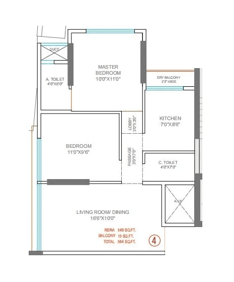Unit plan - 564 sq.ft.