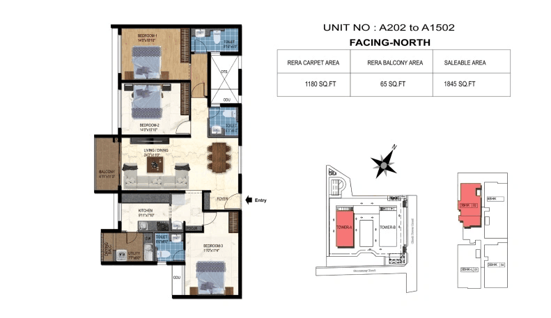 Unit plan - 1245 sq.ft.