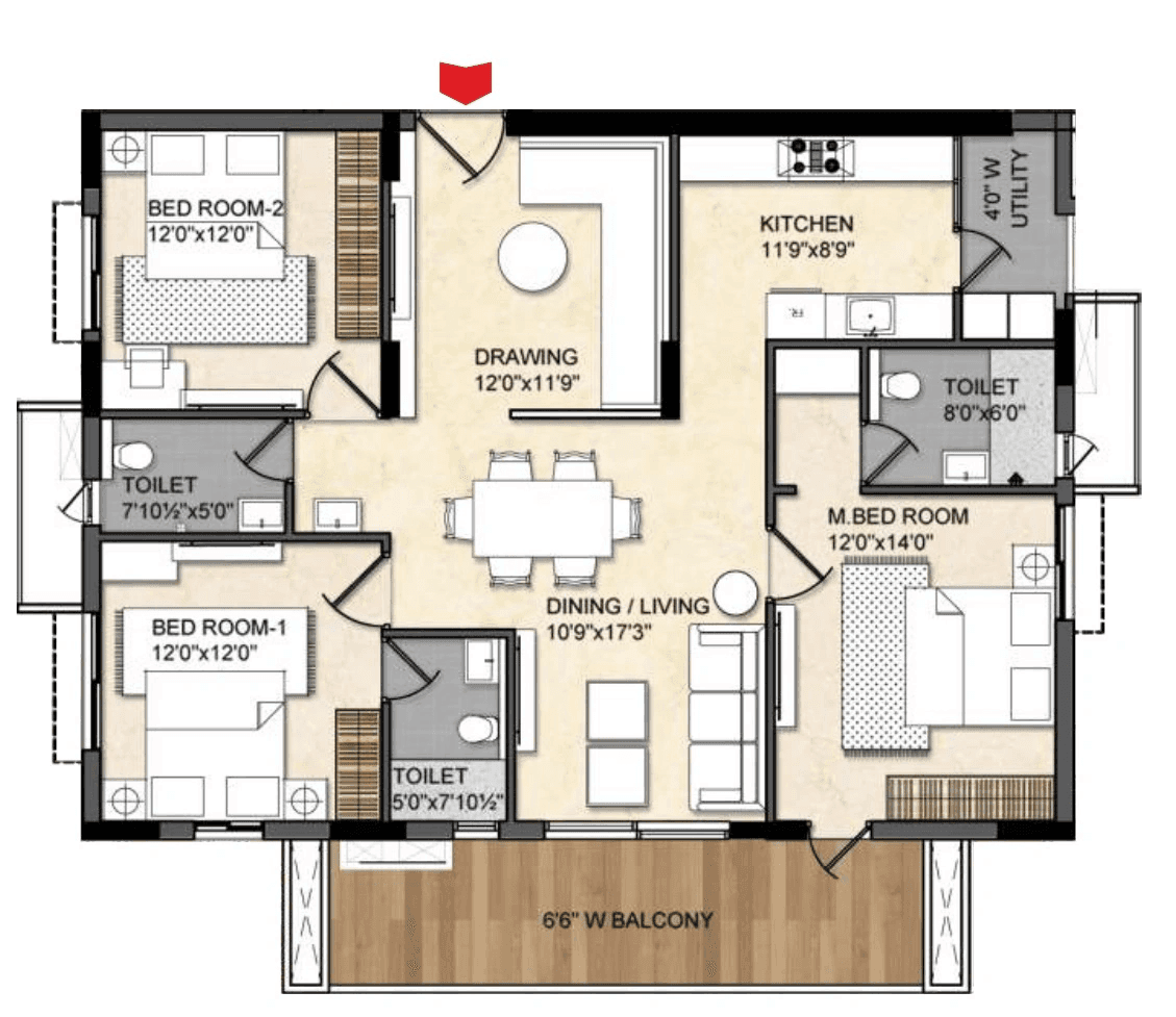 Unit plan - 1271 sq.ft.