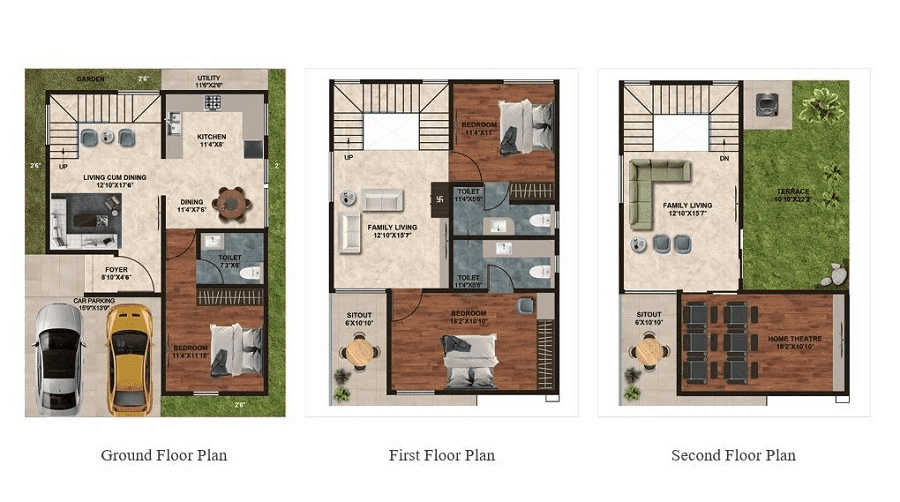 SLN Nidhi Palms Unit plan - 600 sq.ft.