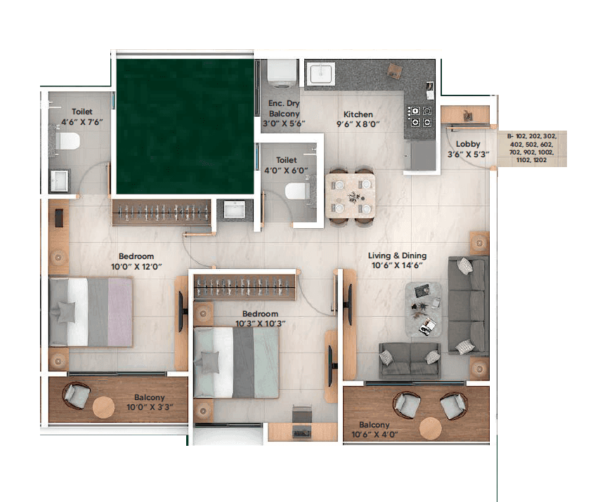 Pragati Aranyam Unit plan - 710 sq.ft.