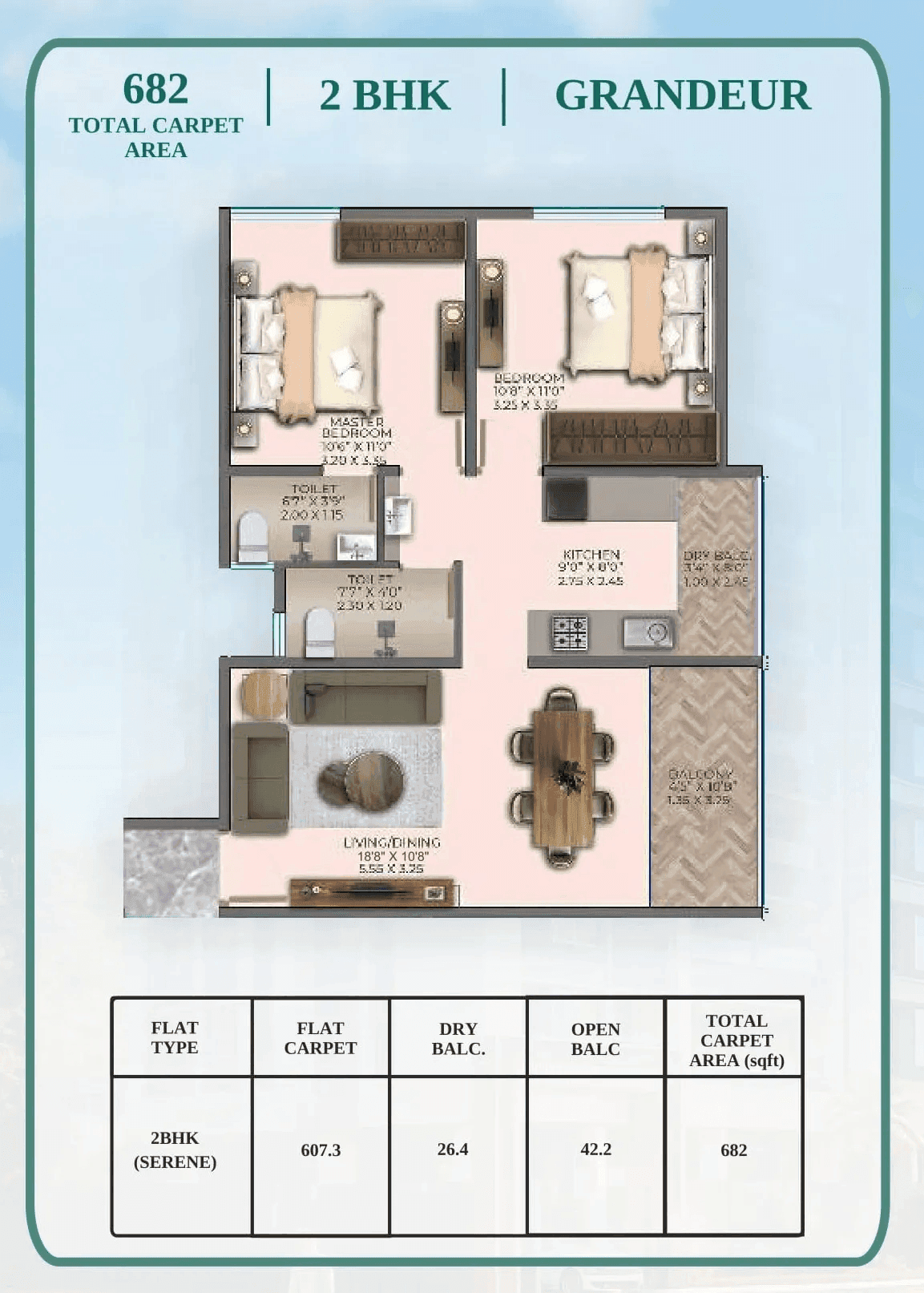 Unit plan - 682 sq.ft.