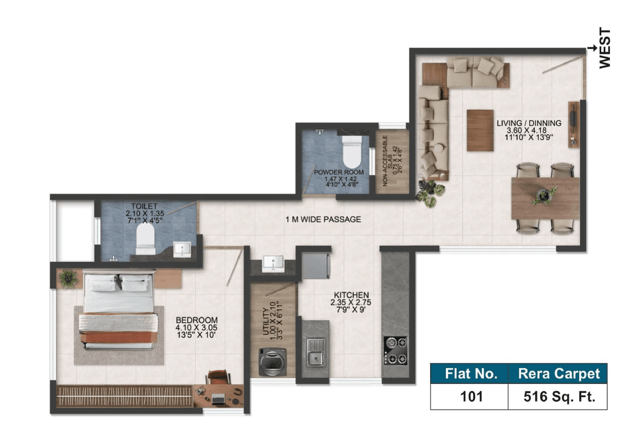 Unit plan - 516 sq.ft.
