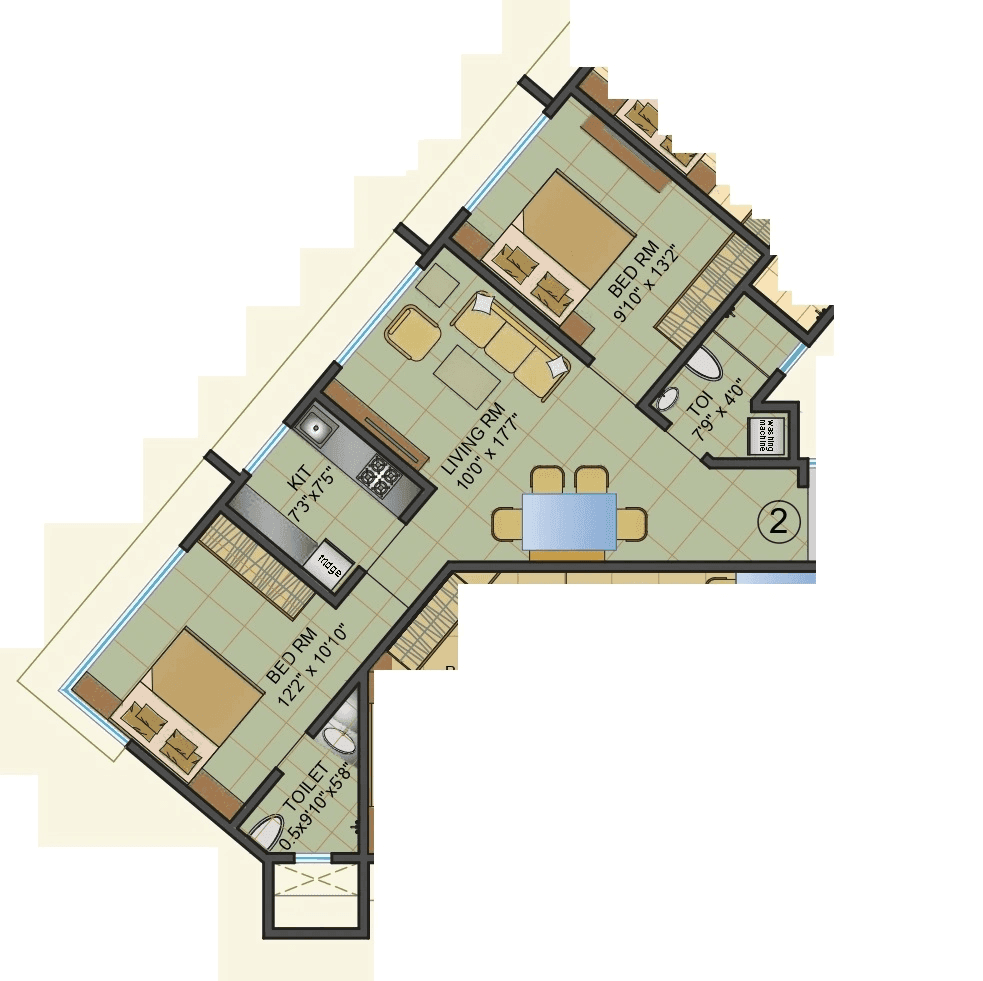 Orient Regency Unit plan - 653 sq.ft.