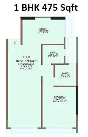 Unit plan - 475 sq.ft.