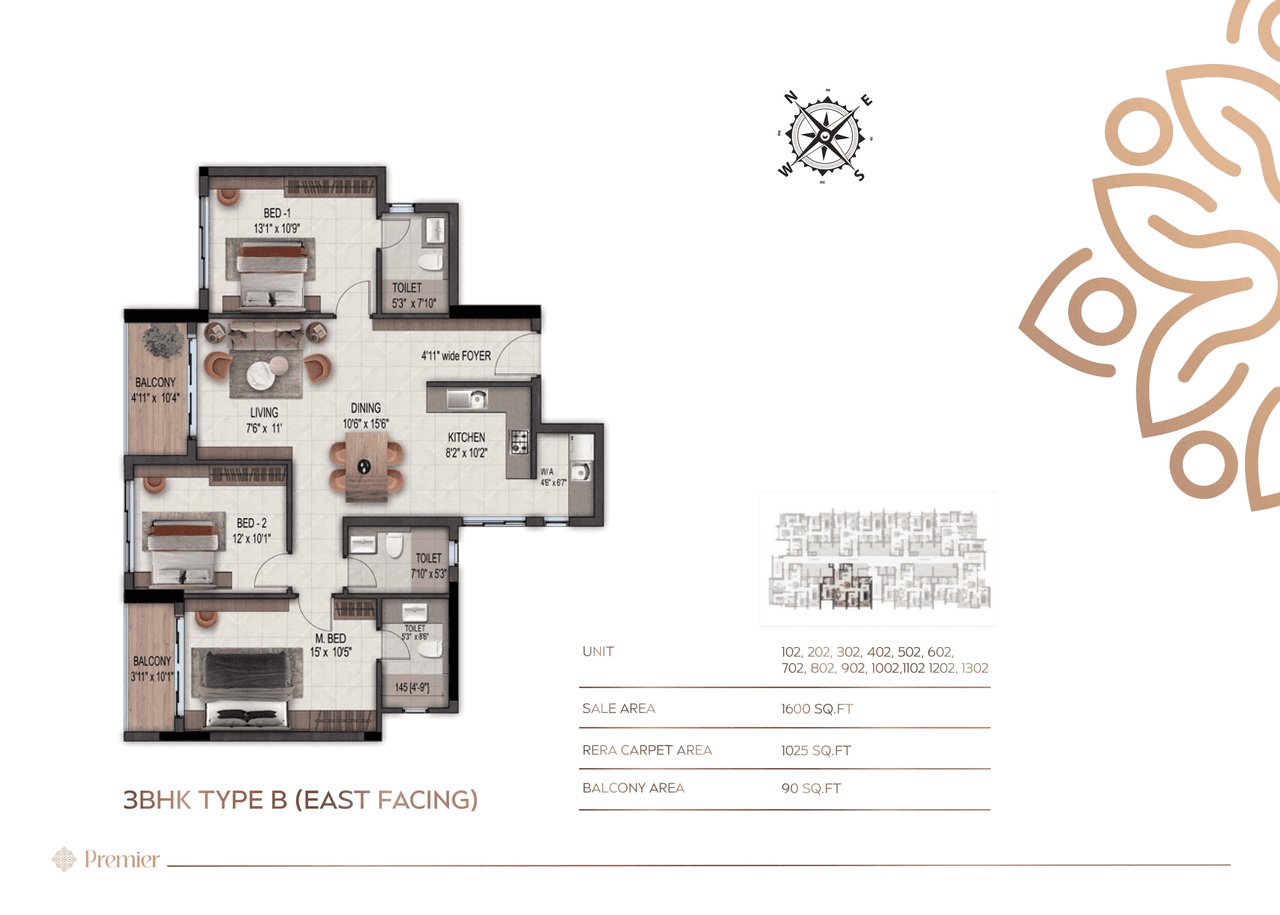 Unit plan - 1025 sq.ft.