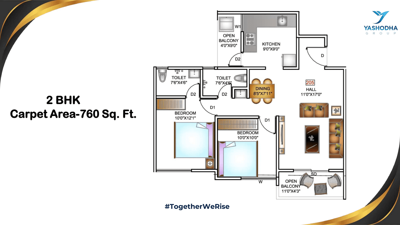 Unit plan - 760 sq.ft.