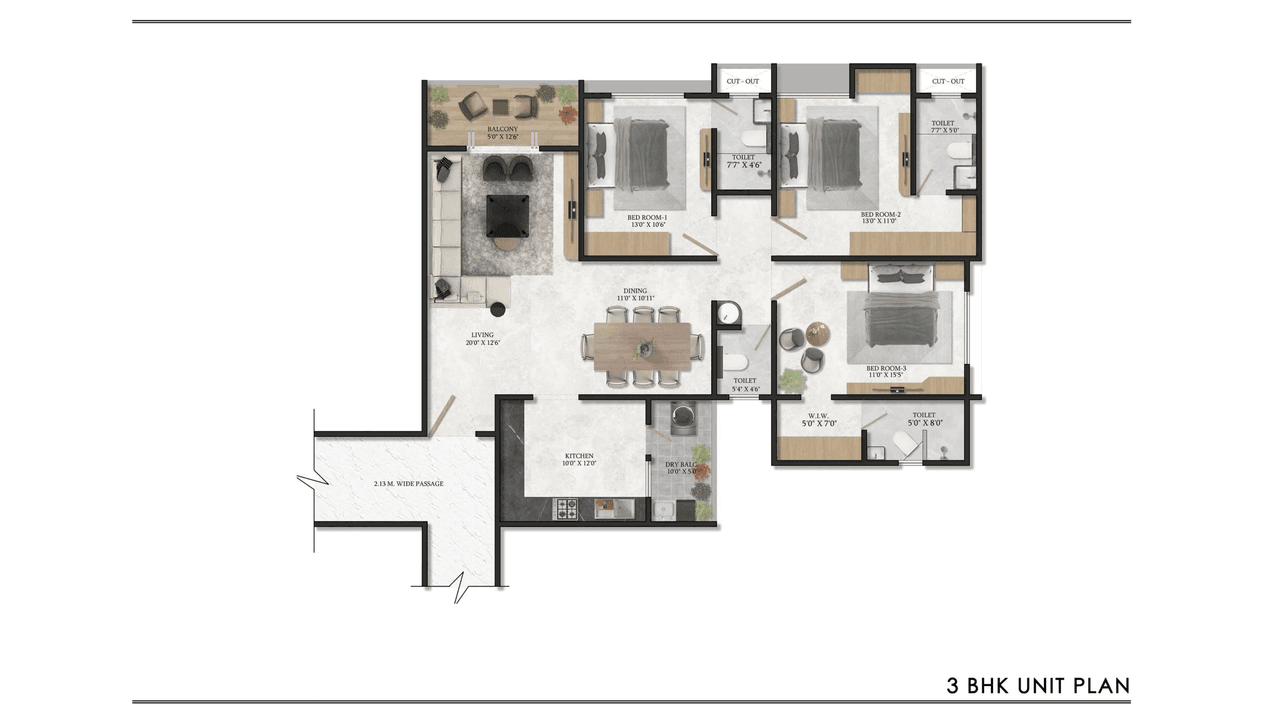 Unit plan - 1423 sq.ft.
