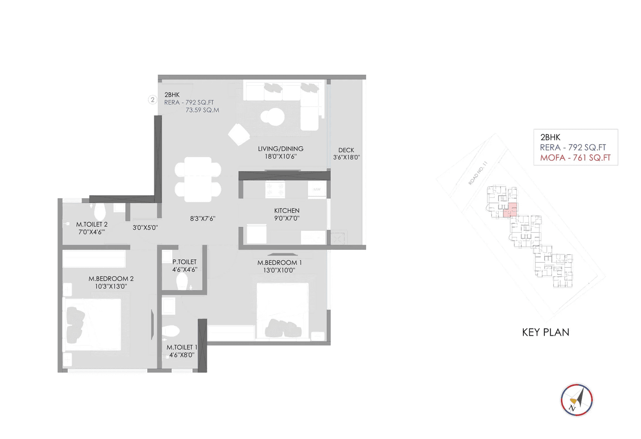 Jet Trinity Tower Unit plan - 792 sq.ft.
