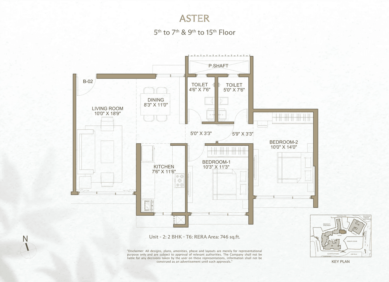 Romell Espalier Unit plan - 746 sq.ft.