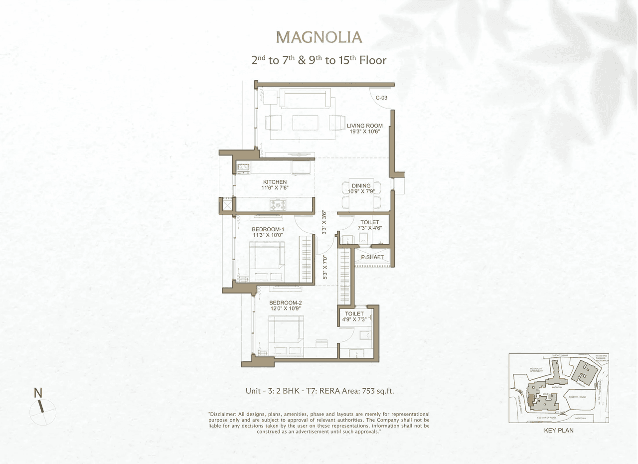 Romell Espalier Unit plan - 753 sq.ft.