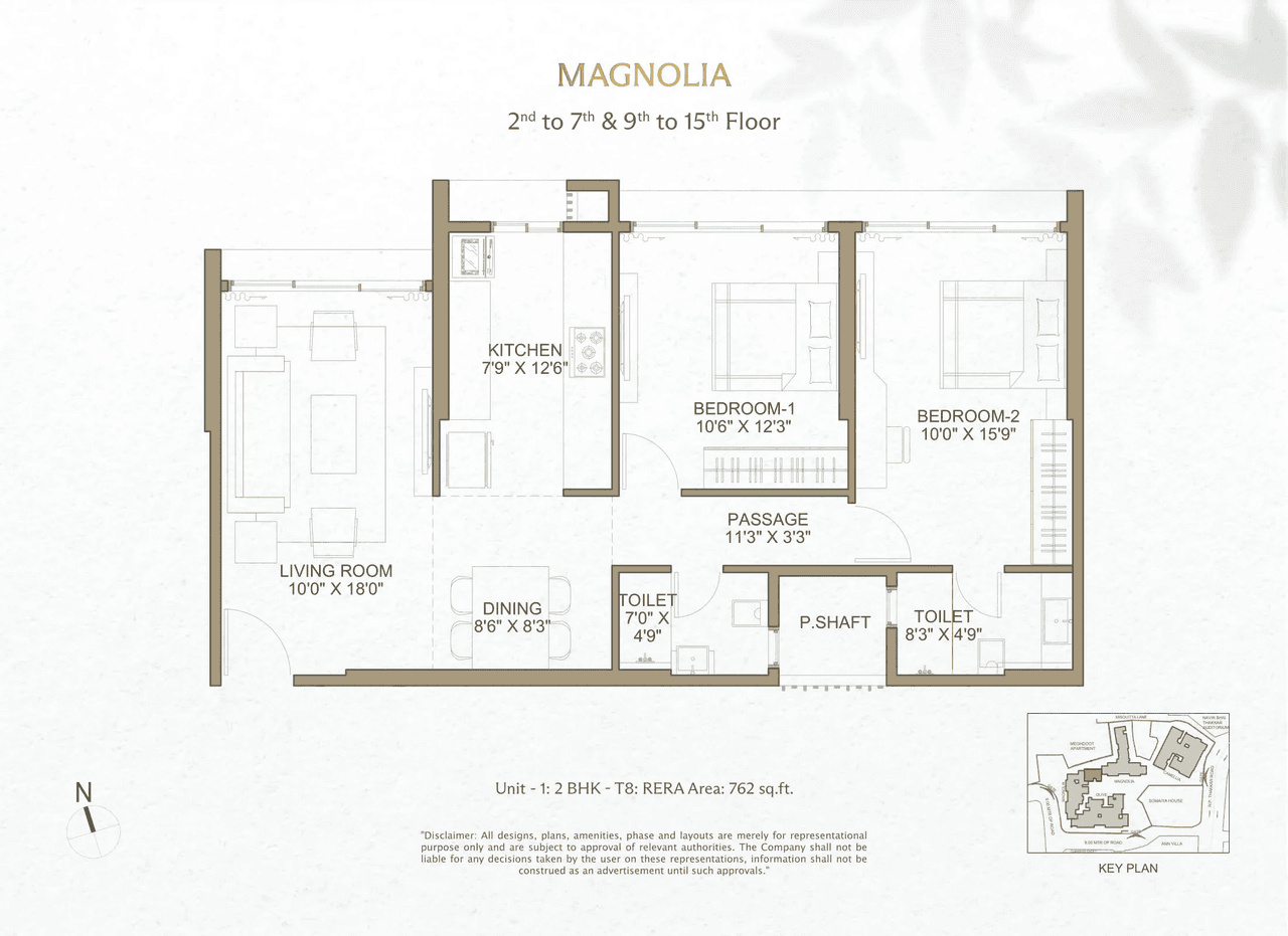 Romell Espalier Unit plan - 762 sq.ft.